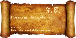 Hornung Balabán névjegykártya